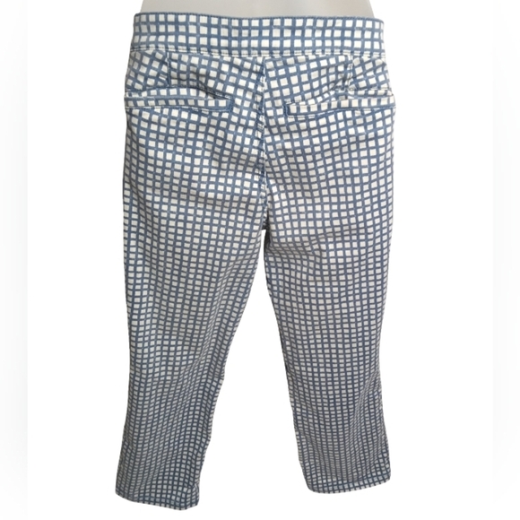 Tory Burch Blue White Geometric Cropped Pants Modern Slim Trousers Sz 30 (10) - Picture 8 of 8